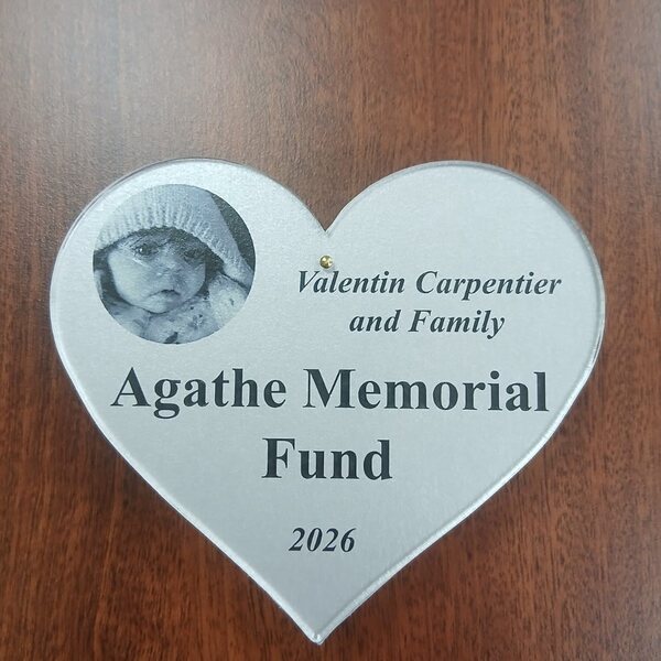 Agathe Memorial Fund commemorative heart plaque